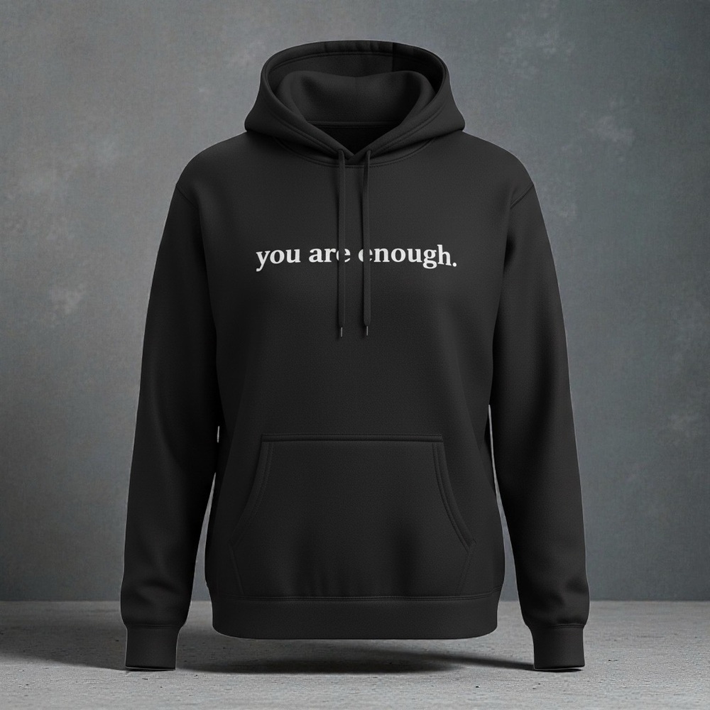 Empowering Black Hoodie with Motivational Message